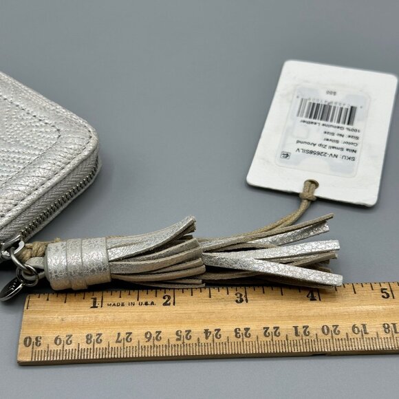 HOBO Nila Small Leather Zip Around Wallet Card Case Silver Zebra NV-22658SILV - Picture 16 of 16